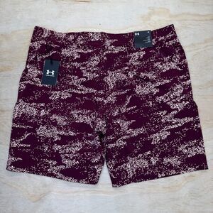 NEW Under Armour Golf Shorts Mens UA Printed sz 40 Maroon 1377303 600